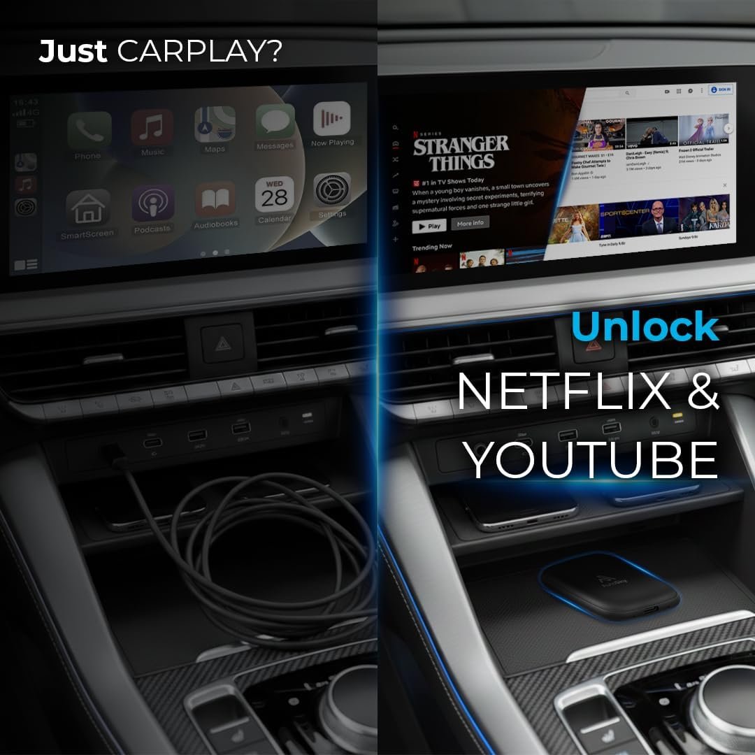 AutoSky Ai Box Lite X – WLAN- und Bluetooth-Konnektivität, für iPhones und Android-Geräte, nur für kabelgebundenes CarPlay erforderlich, erweiterbarer Speicher mit YouTube & Netflix - Image 5